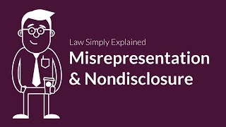 Misrepresentation and Nondisclosure  Contracts  Defenses amp Excuses [upl. by Tyra]