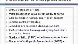 Misrepresentation Lecture 1 of 4 [upl. by Lethia]